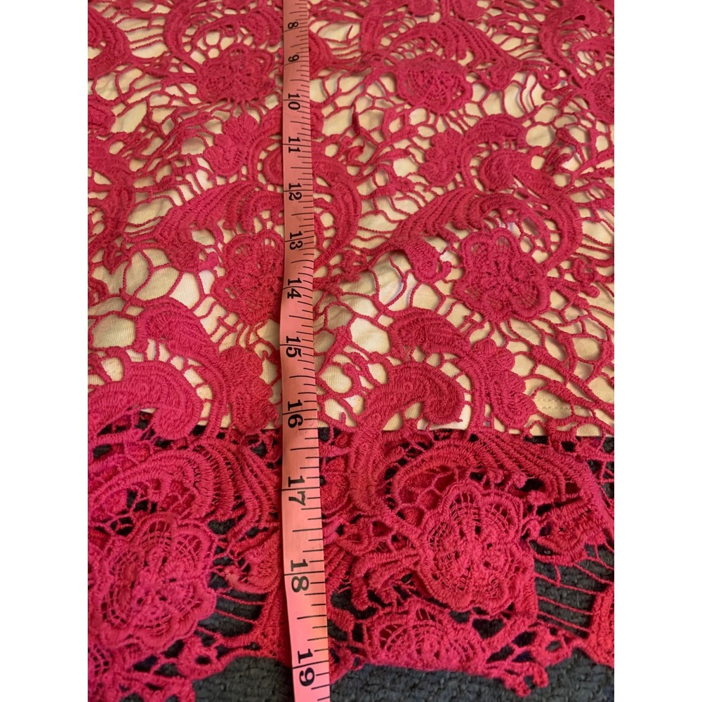 INC International Concepts Pink Floral Crochet Lace Mini Skirt Size 6 Scalloped - Picture 7 of 8